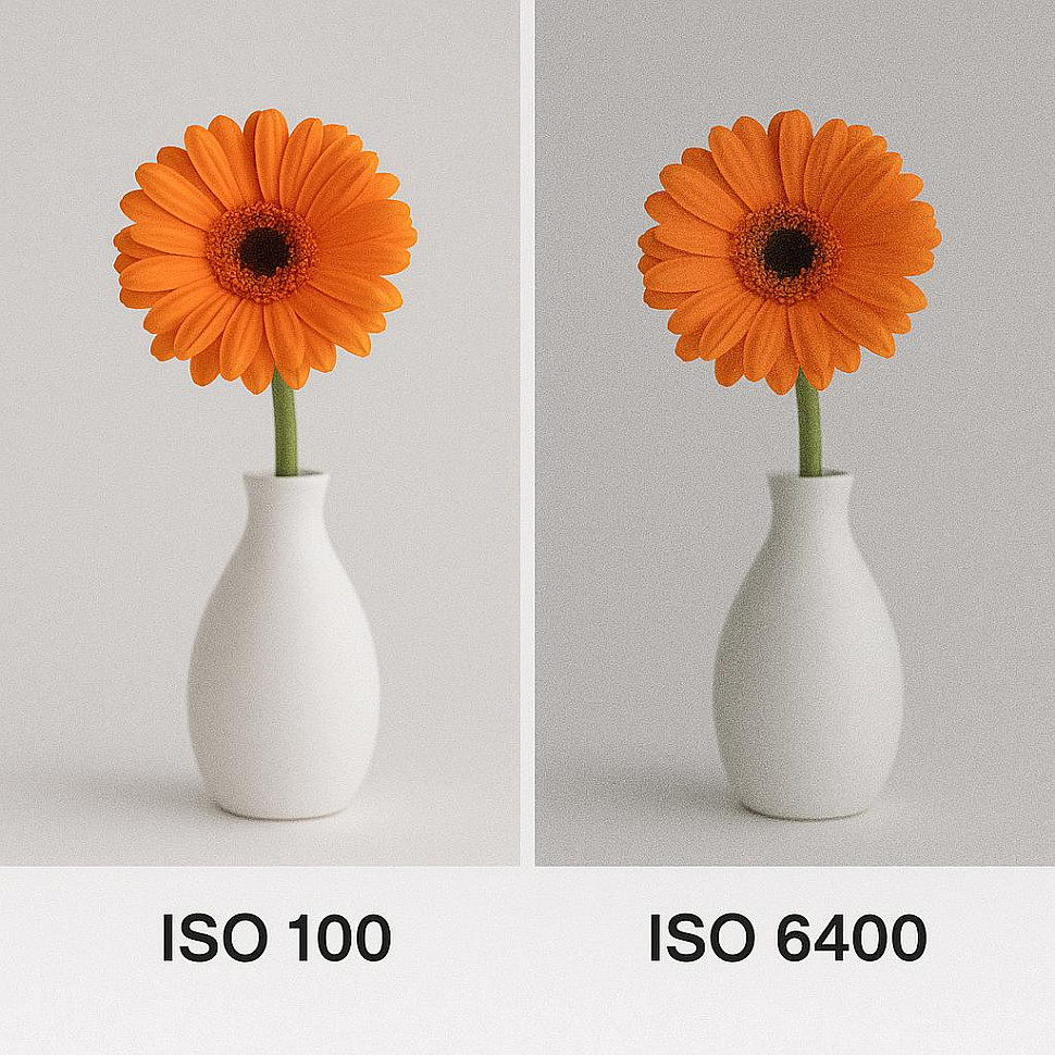Сравнение ISO 100 и ISO 6400 Сравнение ISO 100 и ISO 6400 на фото
