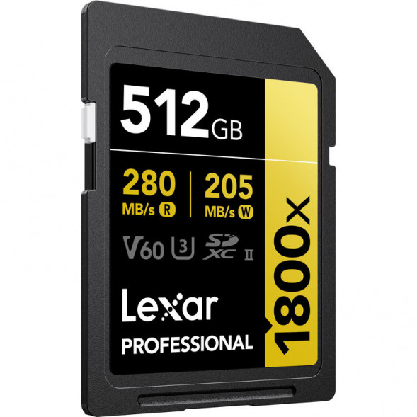 Карта памяти Lexar SDXC 512GB Professional Gold 1800x UHS-II 280/205 MB/s