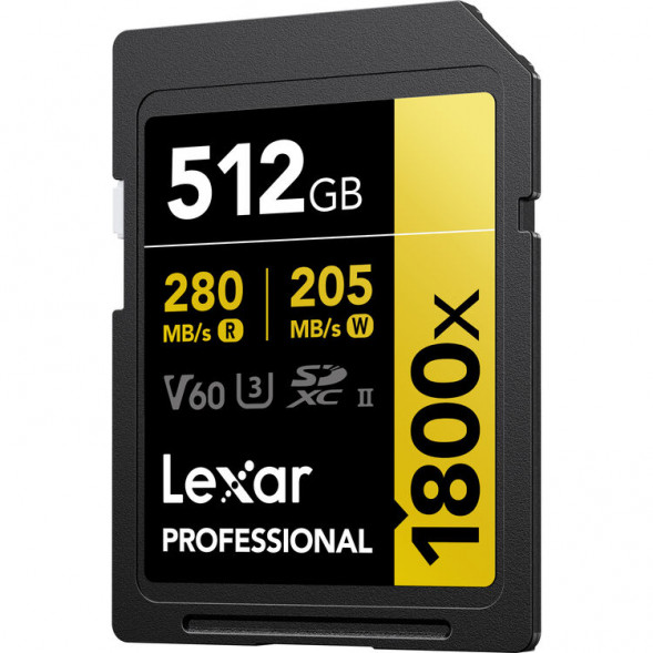 Карта памяти Lexar SDXC 512GB Professional Gold 1800x UHS-II 280/205 MB/s