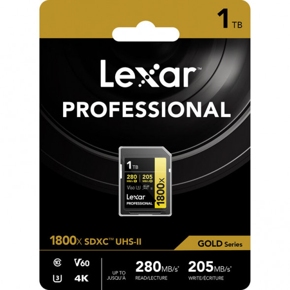 Карта памяти Lexar SDXC 1TB Professional Gold 1800x UHS-II 280/205 MB/s