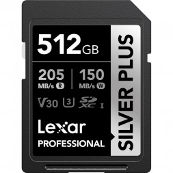 Карта памяти Lexar SDXC 512GB Professional Silver Plus V30 U3 205/150Mb/s (LSDSIPL512G-BNNNG) в Москве