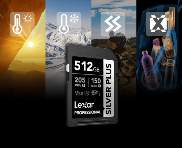 Карта памяти Lexar SDXC 512GB Professional Silver Plus V30 U3 205/150Mb/s (LSDSIPL512G-BNNNG)