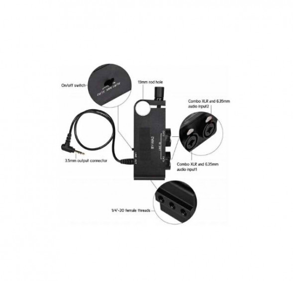 Универсальный двухканальный аудио микшер Boya BY-MA2