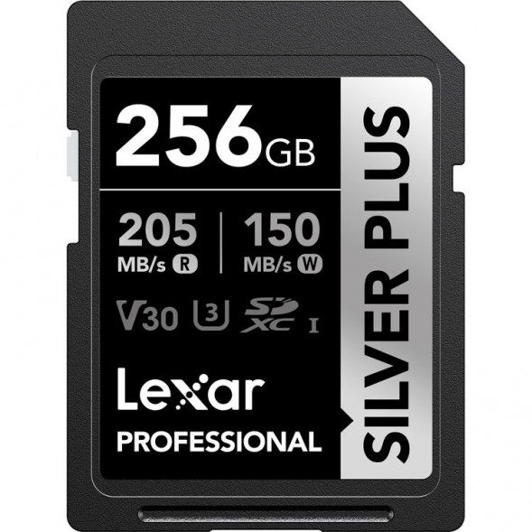 Карта памяти Lexar SDXC 256GB Professional Silver Plus V30 U3 205/150MB/s (LSDSIPL256G-BNNNG)
