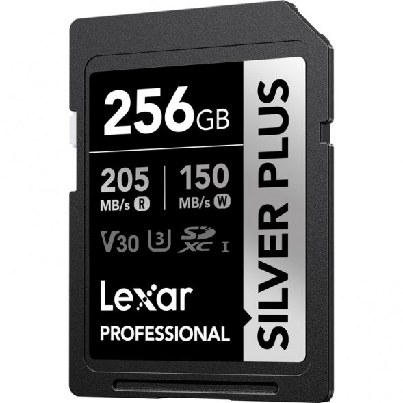 Карта памяти Lexar SDXC 256GB Professional Silver Plus V30 U3 205/150MB/s (LSDSIPL256G-BNNNG)