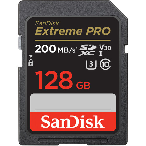 Карта памяти SanDisk Extreme Pro 128GB SDXC UHS-I Class 3 V30 200 MB/s — 