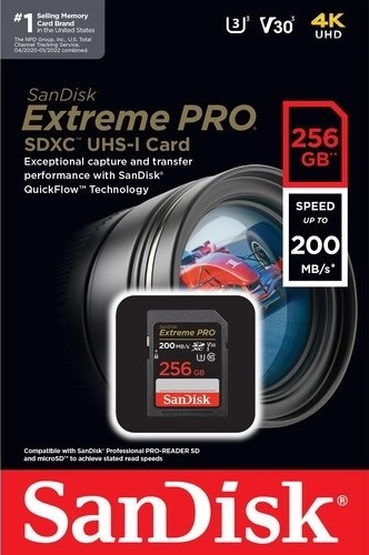 Карта памяти SanDisk Extreme Pro 256GB SDXC UHS-I Class 10 V30 200 MB/s