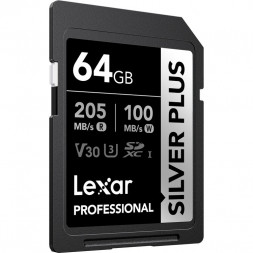 Карта памяти Lexar SDXC 64GB Professional Silver Plus V30 U3 205/100Mb/s [LSDSIPL064G-BNNNG] в Москве