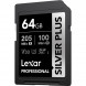 Карта памяти Lexar SDXC 64GB Professional Silver Plus V30 U3 205/100Mb/s [LSDSIPL064G-BNNNG]