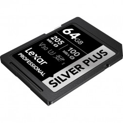 Карта памяти Lexar SDXC 64GB Professional Silver Plus V30 U3 205/100Mb/s [LSDSIPL064G-BNNNG] в Москве