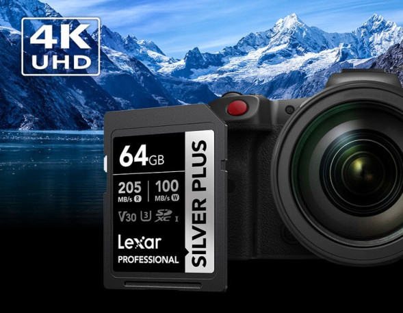 Карта памяти Lexar SDXC 64GB Professional Silver Plus V30 U3 205/100Mb/s [LSDSIPL064G-BNNNG]