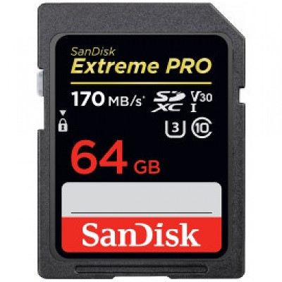 Карта памяти SanDisk Extreme Pro 64GB SDXC Class 10 UHS-I U3 V30 (170 MB)