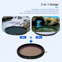 Светофильтр JJC F-NC72 Circular Polarizing &amp;amp; Variable ND2-ND32 Filter 2 в 1 Design в Москве