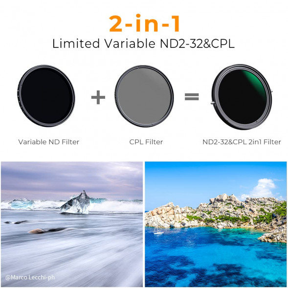 Светофильтр JJC F-NC82 Circular Polarizing &amp;amp; Variable ND2-ND32 Filter 2 в 1 Design