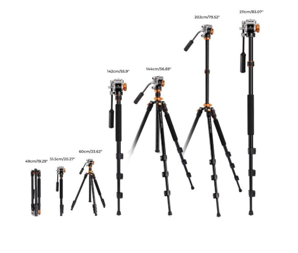 Штатив K&amp;amp;F Concept K234A7 с видеоголовой FH-03