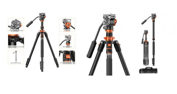 Штатив K&amp;amp;F Concept K234A7 с видеоголовой FH-03