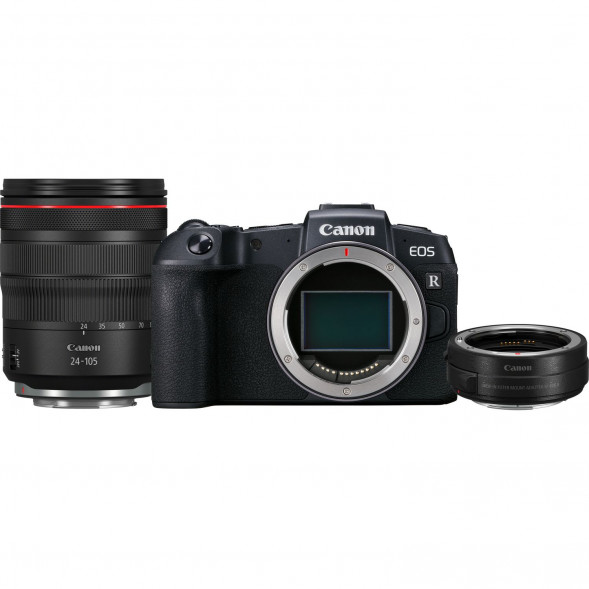 Фотоаппарат беззеркальный Canon EOS R Kit RF 24-105mm F4L IS USM + Adapter EF-EOS R, черный