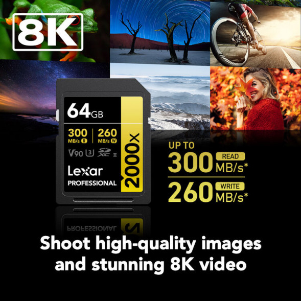 Карта памяти Lexar SDXC 64GB Professional 2000x UHS-II U3 V90 300/260 MB/s