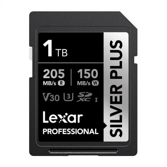 Карта памяти Lexar SDXC 1TB Professional Silver PLUS UHS-I R/W 205/150MB/s C10 (LSDSIPL001T-BNNNG)