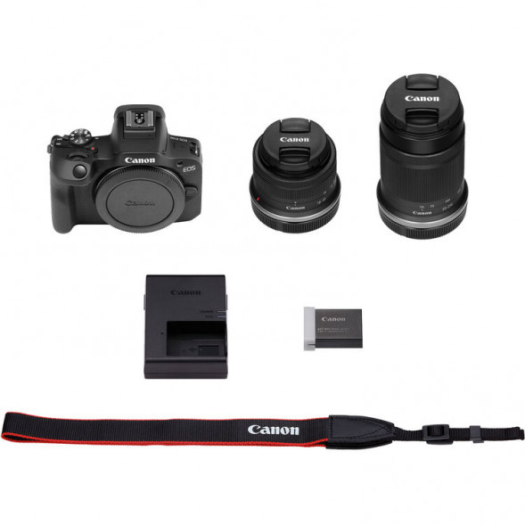 Фотоаппарат беззеркальный Canon EOS R100 Kit RF-S 18-45mm F4.5-6.3 IS STM+55-210 IS STM черный
