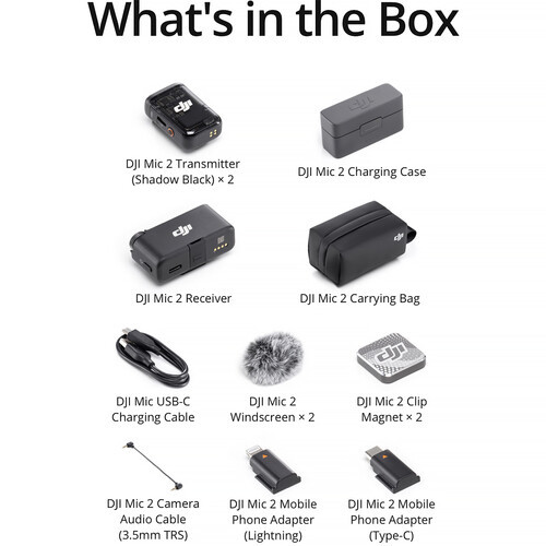 Микрофонная система DJI Mic 2 (2 TX + 1 RX) + зарядный кейс, Lightning