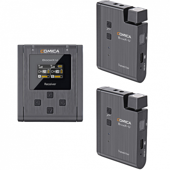 Многофункциональный мини-беспроводной UHF микрофон Comica BoomX-U U2 (TX+TX+RX) 